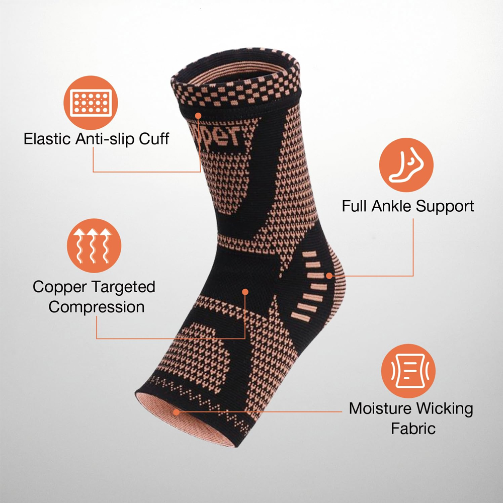 2PCS Copper Ankle Brace Suppor - Ankle Brace Sock 评论和价格